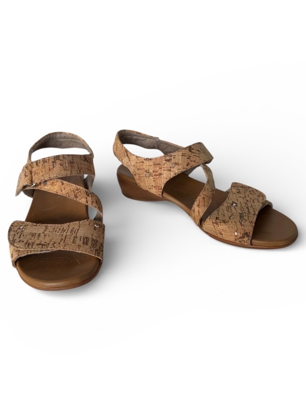 Munro American Women’s Cork Sandals Natural Tan Slingback Comfort Shoes